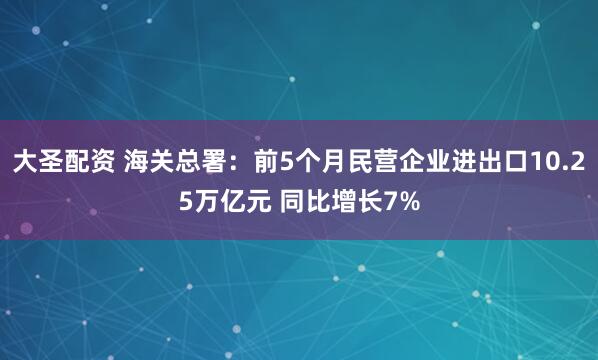 大圣配资 海关总署：前5个月民营企业进出口10.25万亿元 同比增长7%