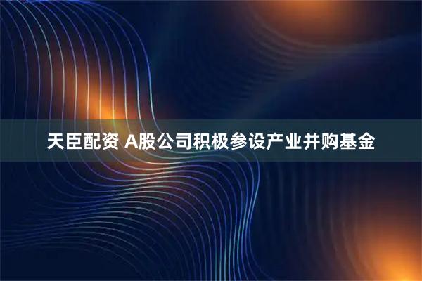 天臣配资 A股公司积极参设产业并购基金
